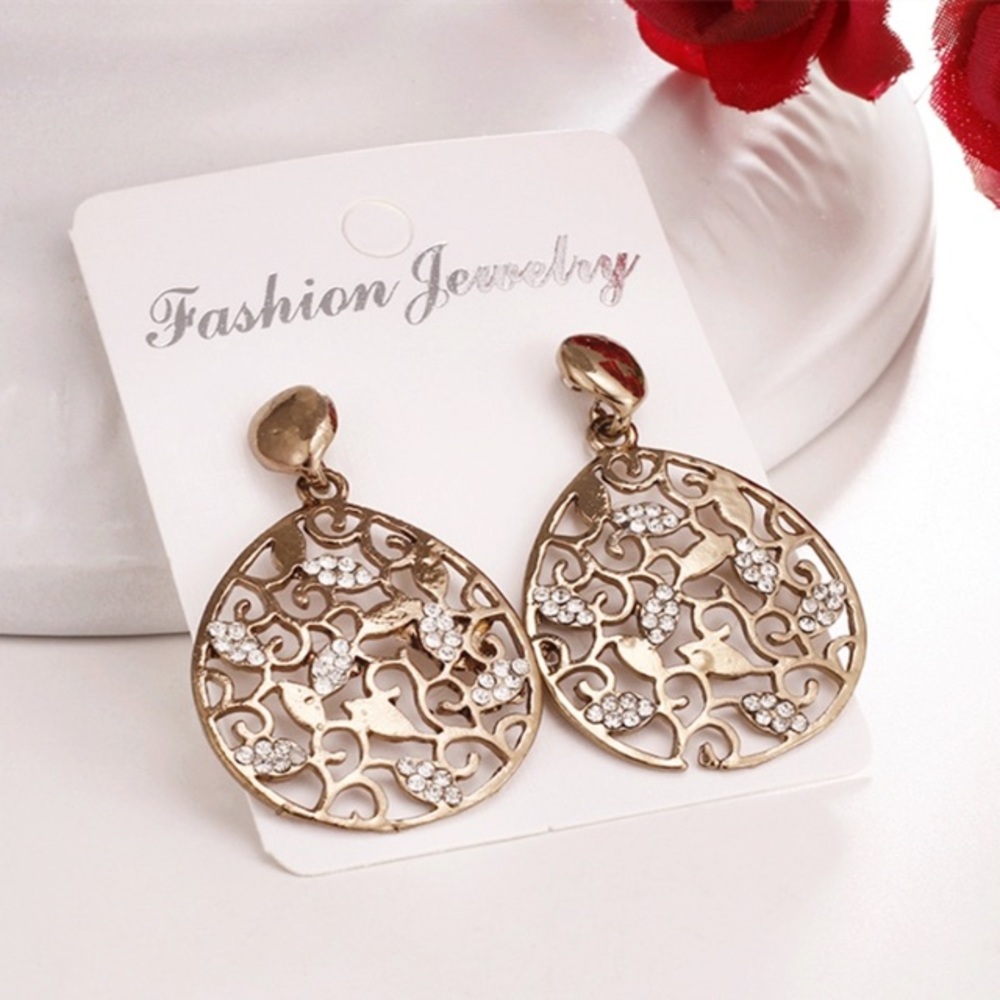 NEW๐๐GOLDEN๐BRONZE FILIGREE LEAF๐TEARDROPS๐๐ - Picture 2 of 4